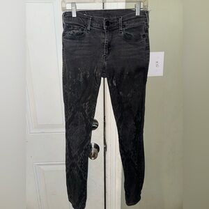 True Religion Halle Mid Rise Super Skinny Black Snakeskin Print Jeans Sz 26